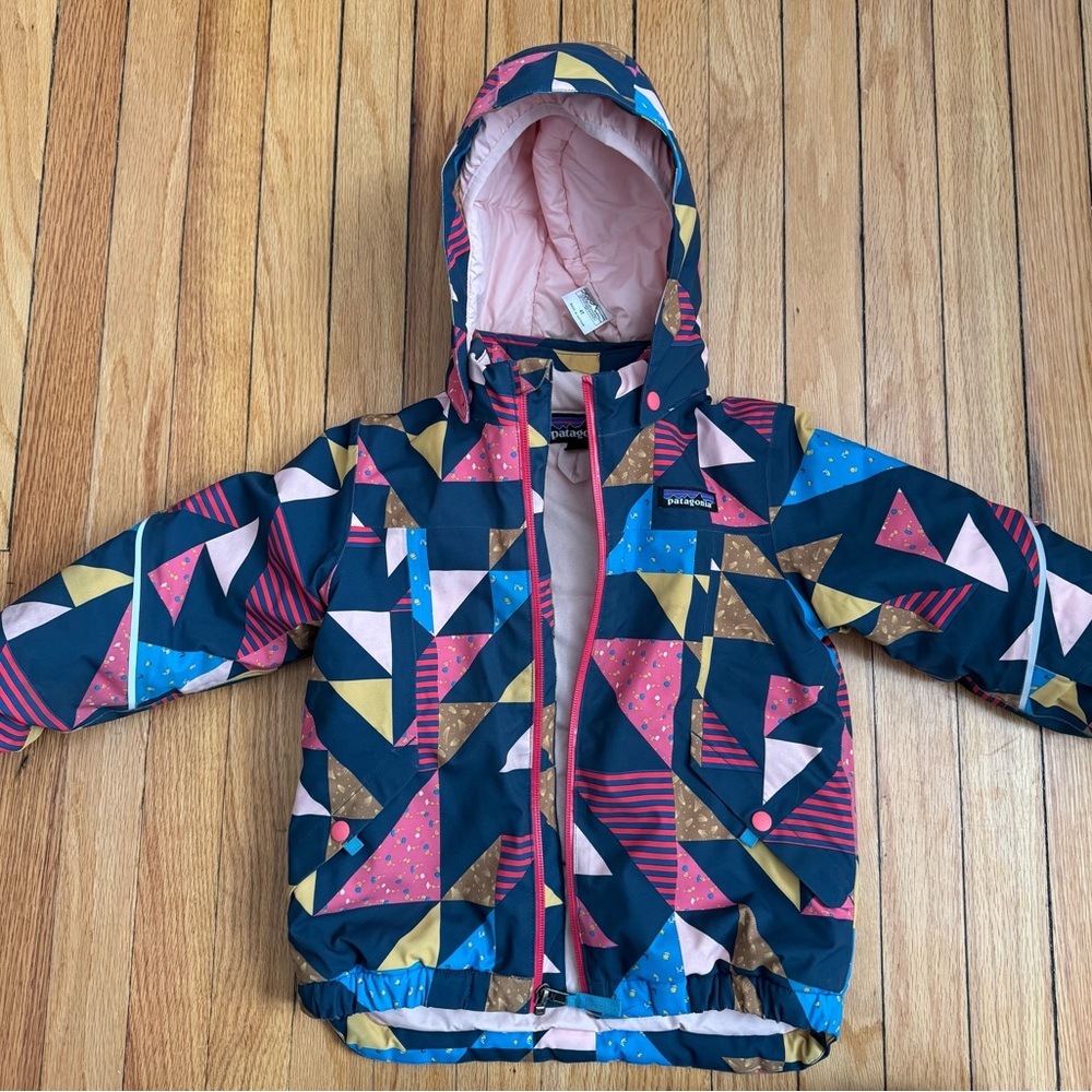 Patagonia Kids Snow Pile Jacket 4T Multicolor Geometric Design *needs new zipper